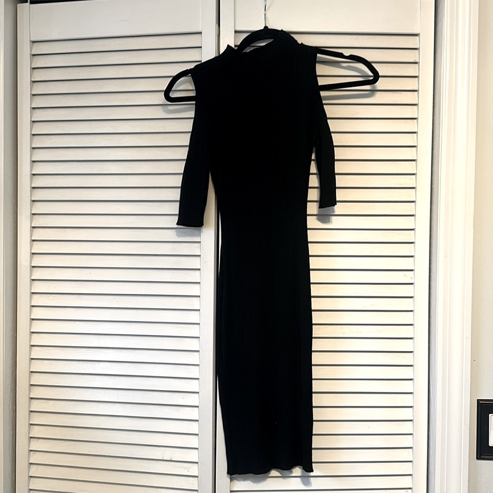 Guess Ribbed Mini dress cutout shoulders XXS
